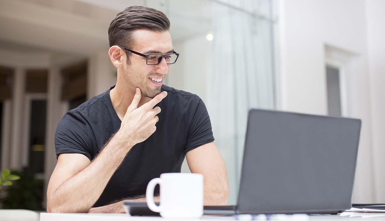 laptop with man
